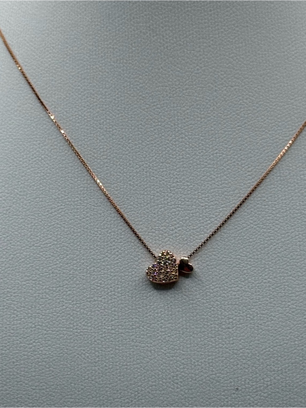 Sterling silver Rose Gold Heart Pendant Necklace with Pavé Accent - Picture 2 of 7